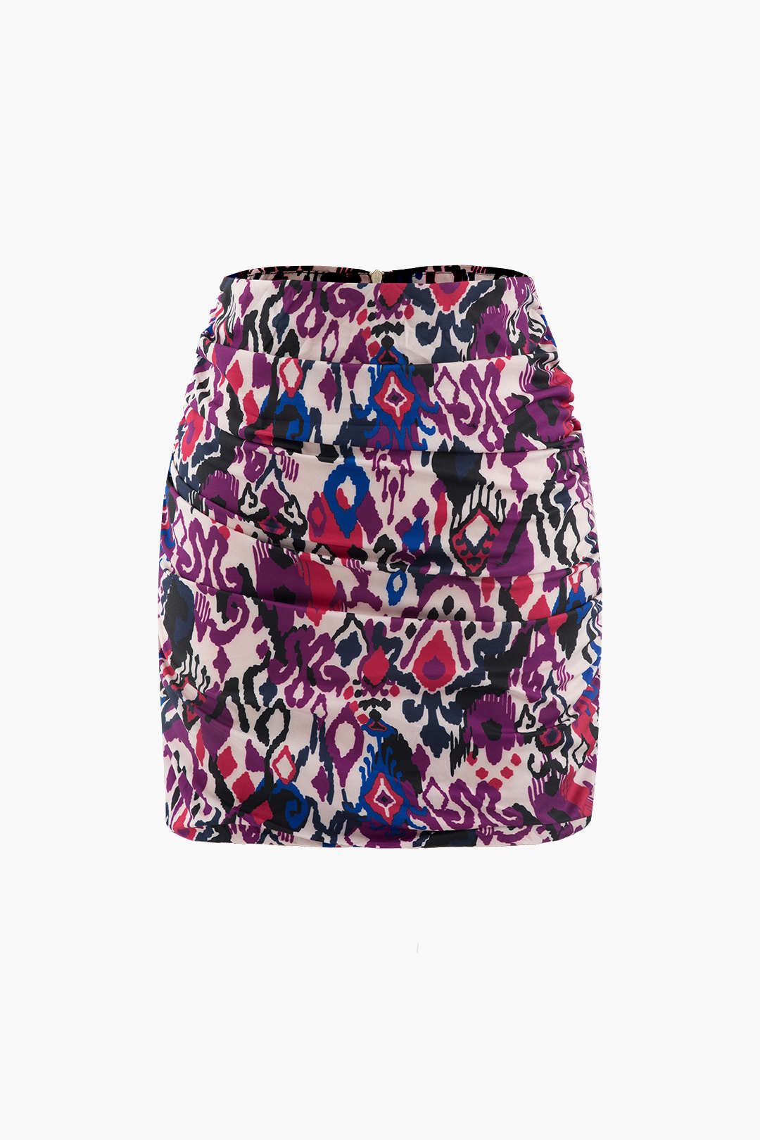 Abstract Print Ruched Mini Skirt sold by Micas