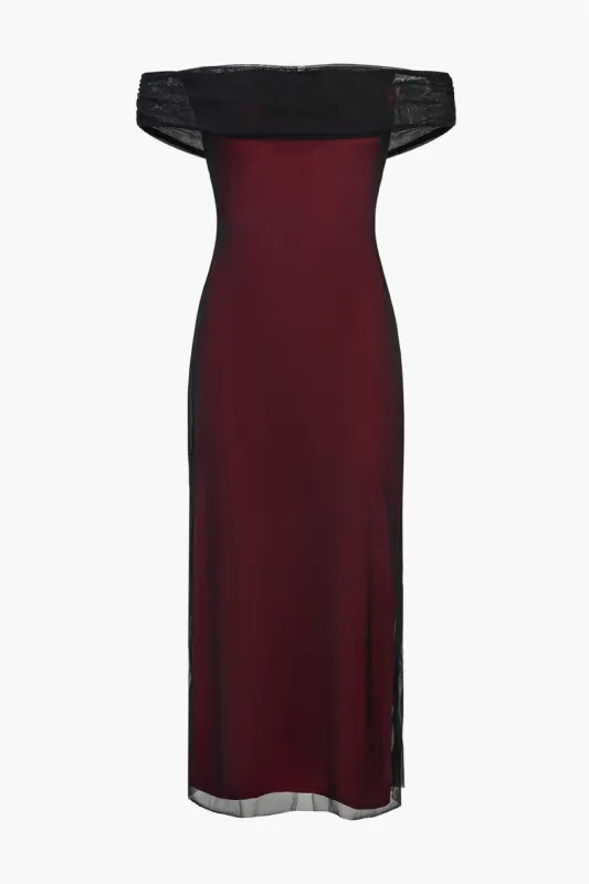 Mesh Off Shoulder Maxi Dress sold by Micas
