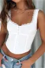 Solid Lace Trim Button Cami Top sold by Micas