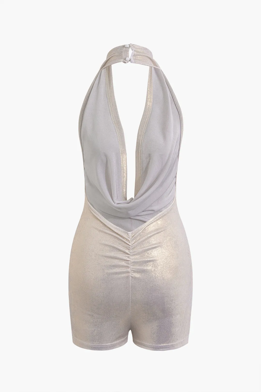 Glitter Halter Cowl Neck Backless Romper sold by Micas product image thumbnail 2