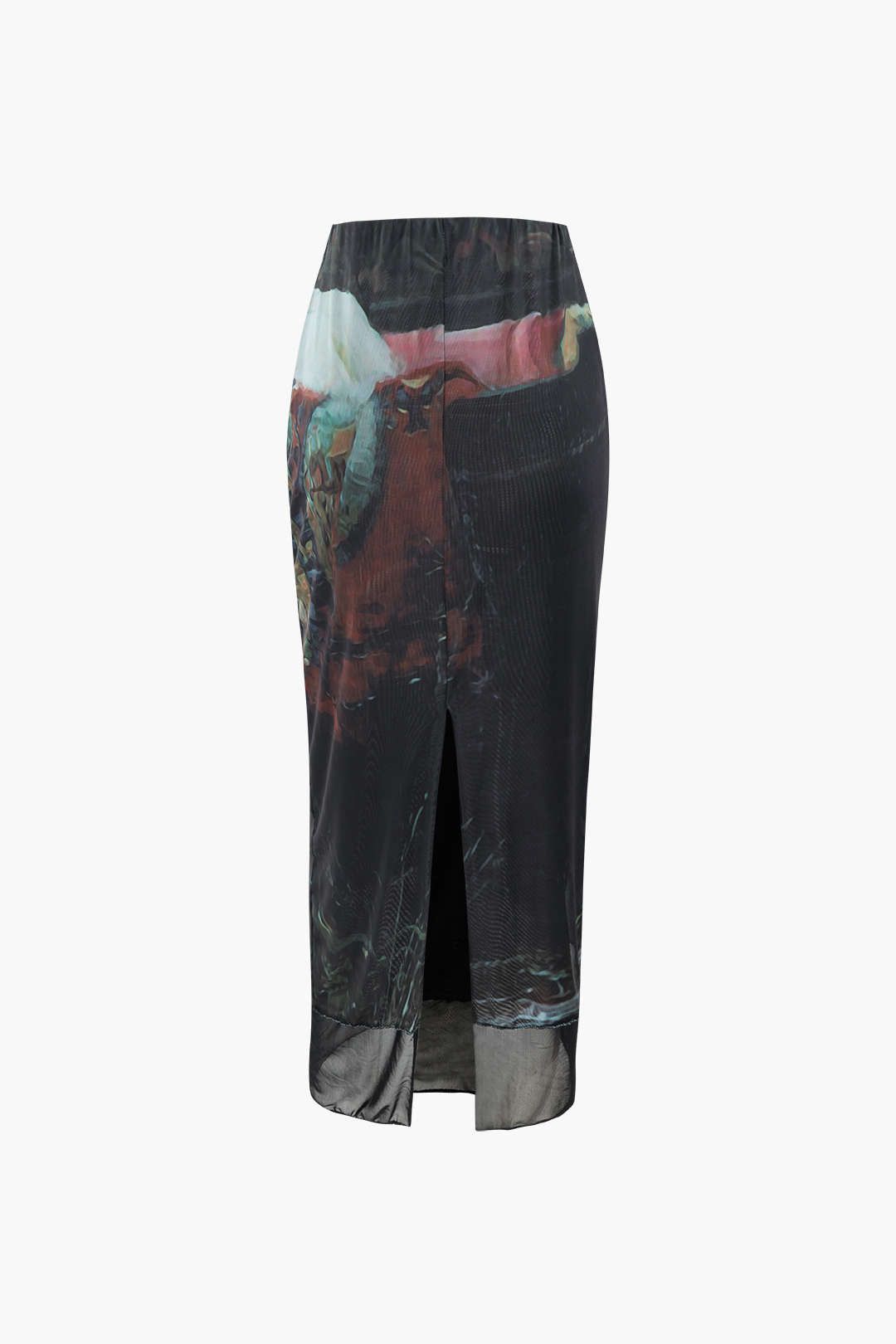 Retro Print Mesh Slit Midi Skirt sold by Micas product image thumbnail 2