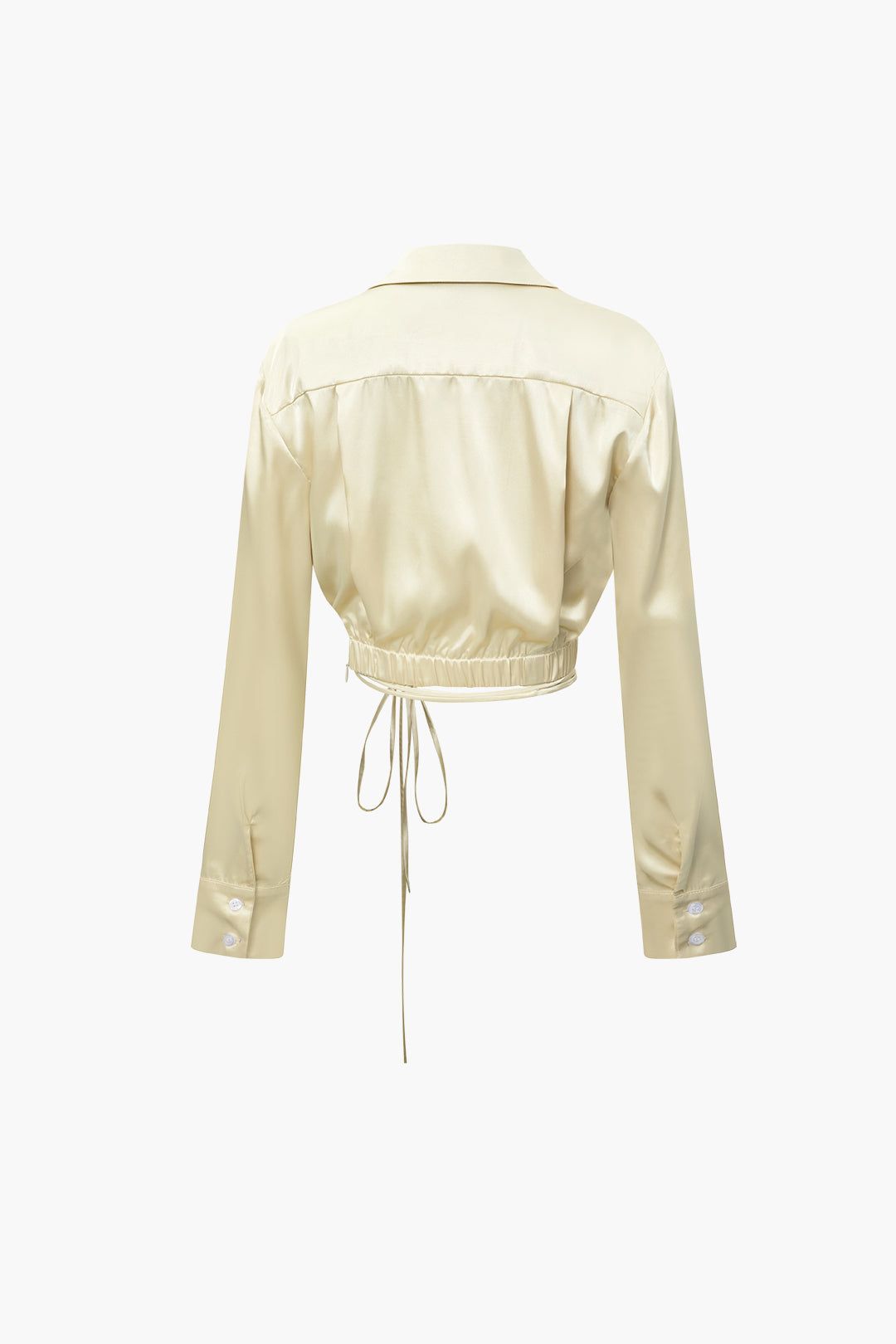 Satin Ruched Tie Waist Long Sleeve Blouse sold by Micas product image thumbnail 2