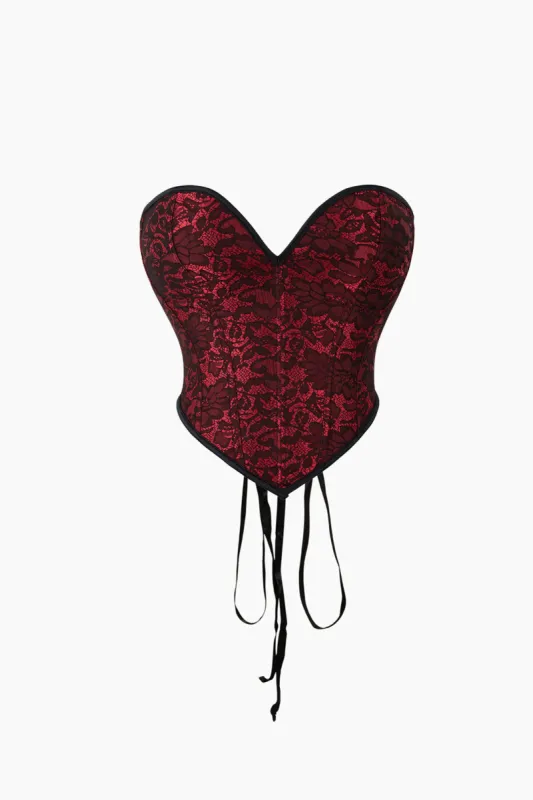 Floral Pattern Braided Eyelet Tie Tube Top sold by Micas
