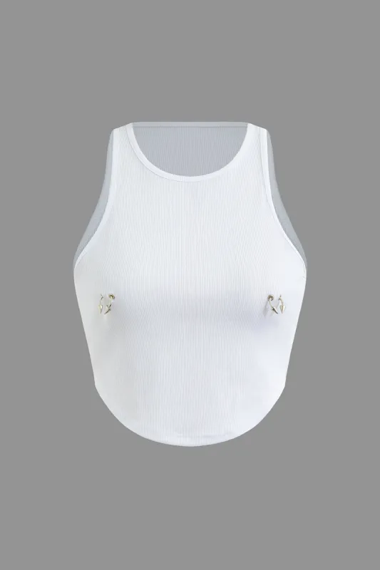 Pin Detail Crop Tank Top sold by Micas