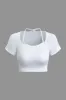 Basic Solid Ribbed Adjustable Sports Short-Sleeve Top sold by Micas