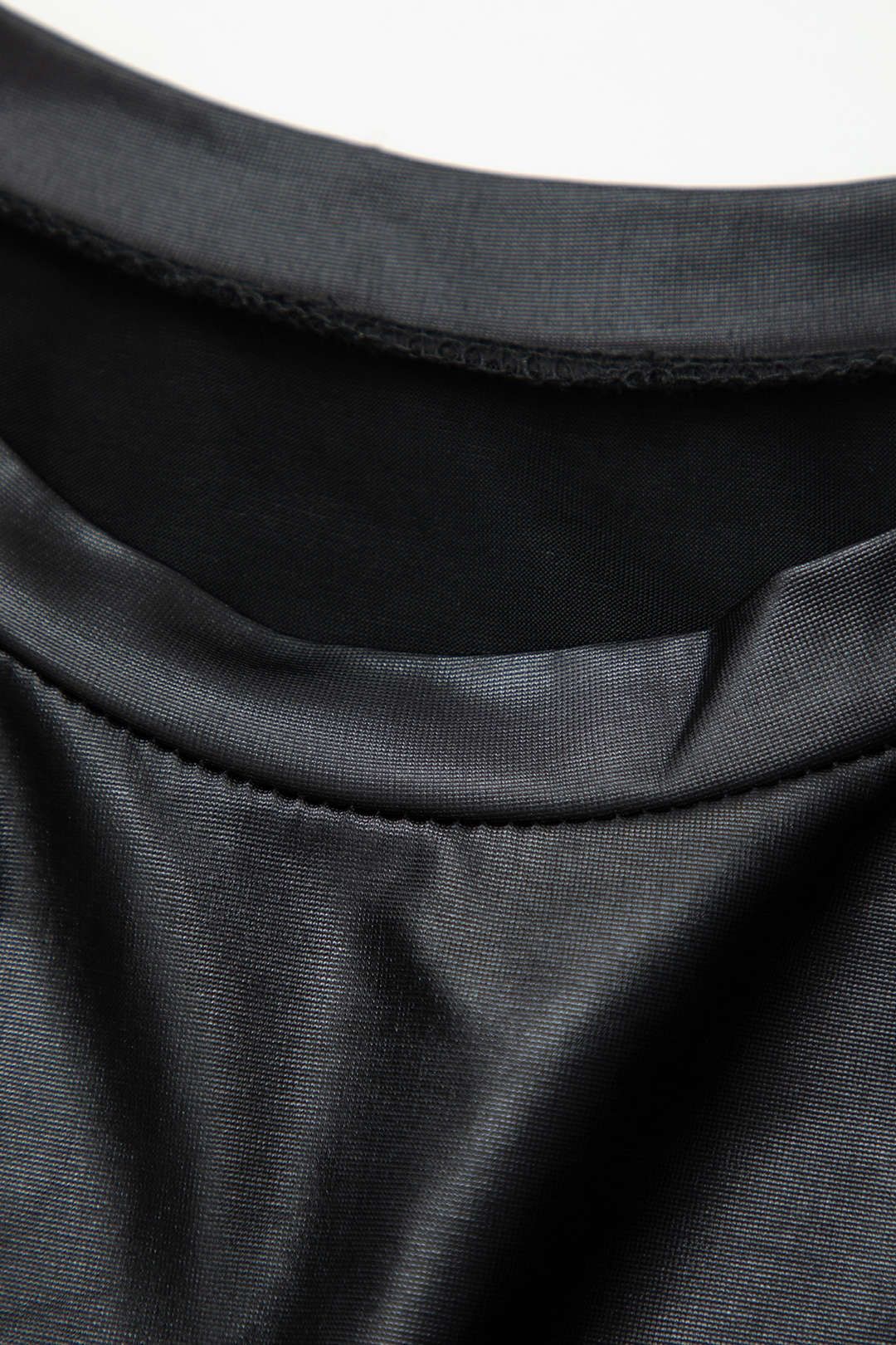 Faux Leather Tie Back Cut Out Long Sleeve Crop Top sold by Micas product image thumbnail 3