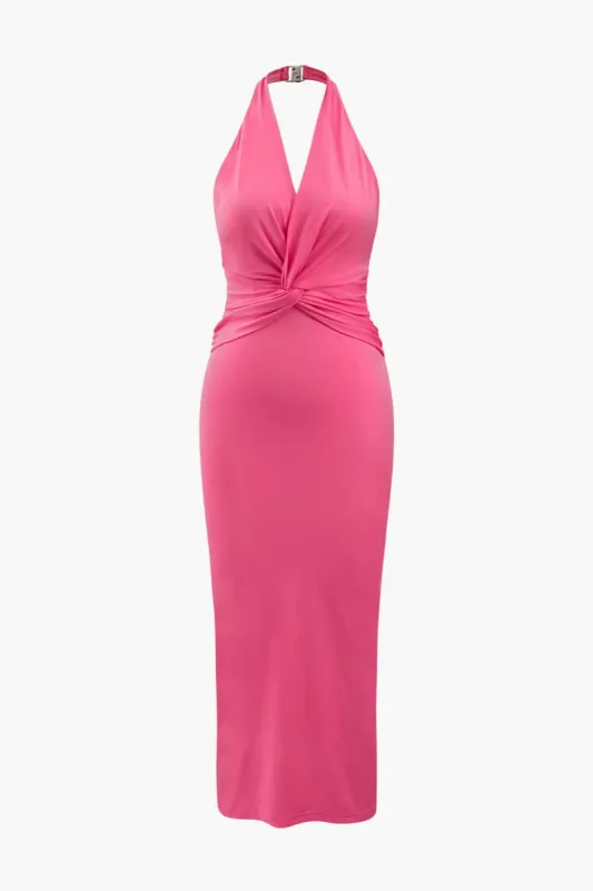 Twist Front Halter Maxi Dress sold by Micas
