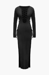 Tie Detail Long Sleeve Maxi Dress sold by Micas
