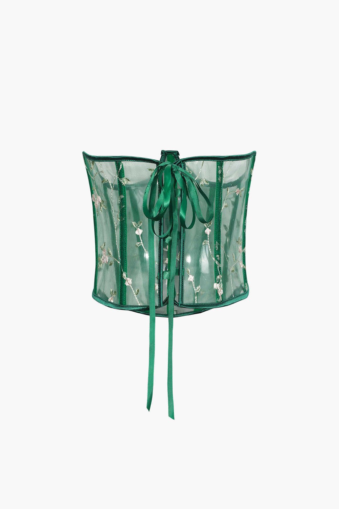 Embroidery Mesh Lace-up Corset sold by Micas product image thumbnail 2