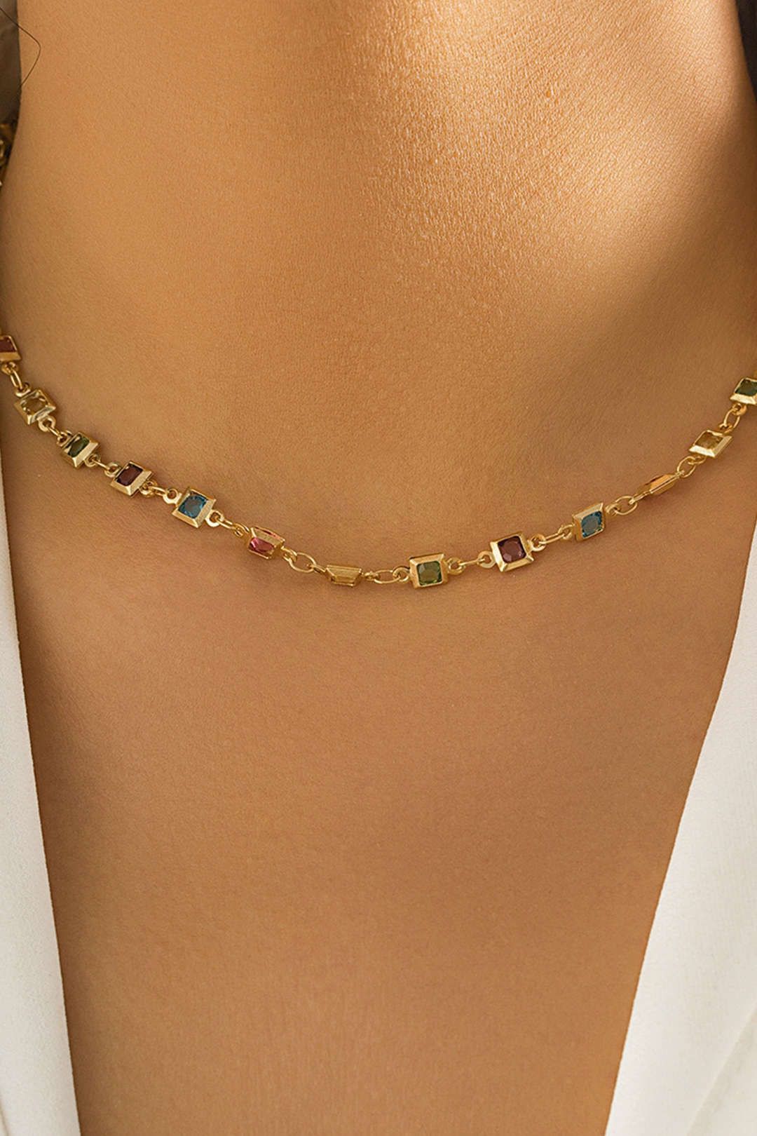 Colorful Rhinestone Decor Necklace sold by Micas product image thumbnail 4