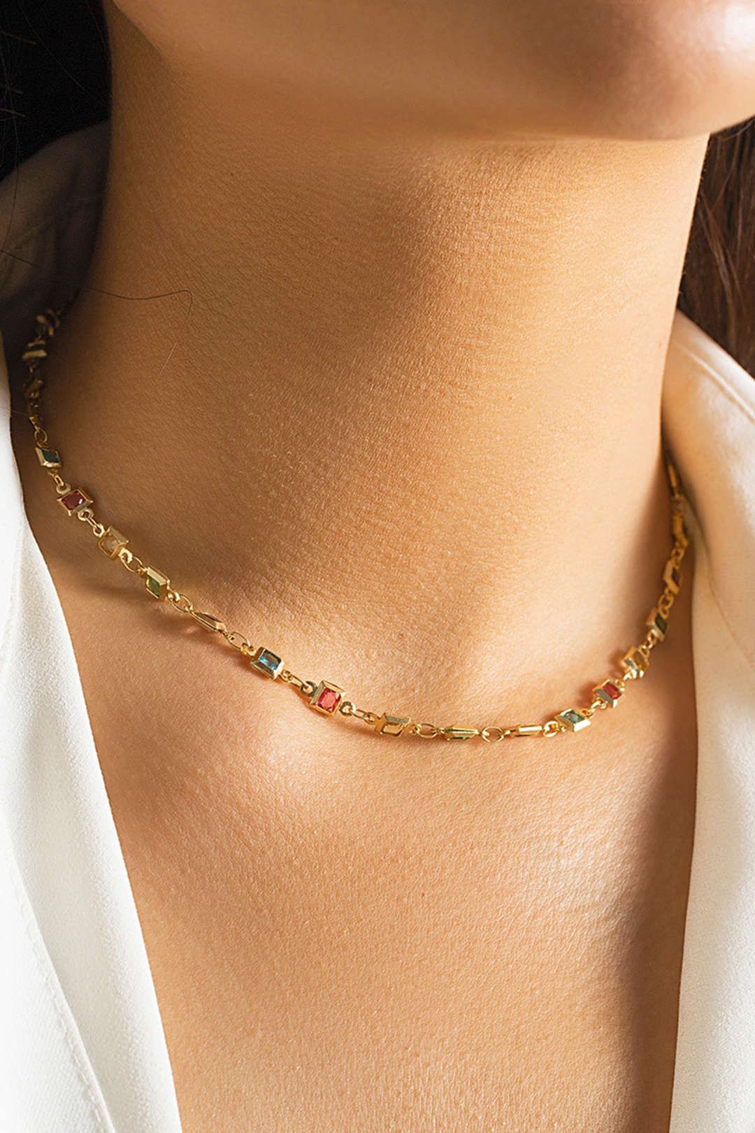 Colorful Rhinestone Decor Necklace sold by Micas