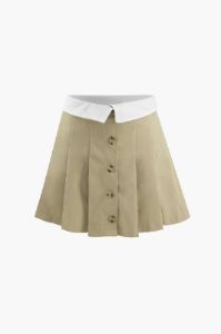Foldover Waist Pleated Mini Skirt sold by Micas