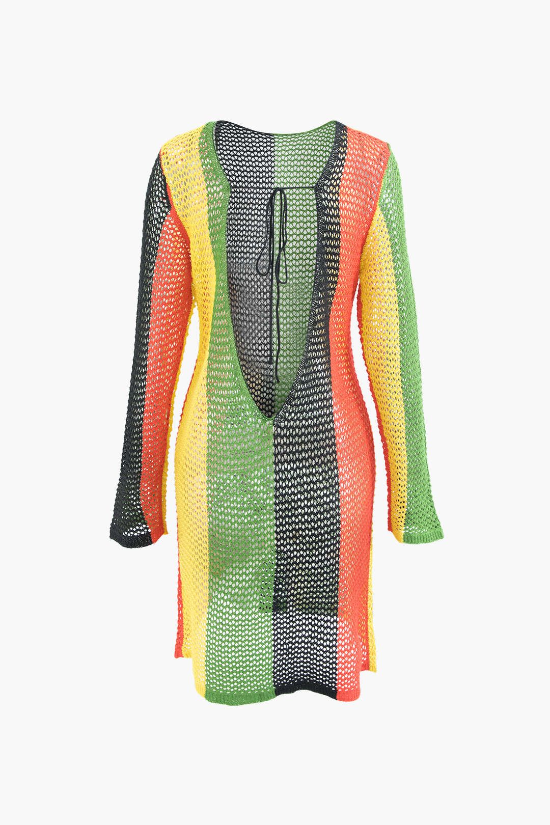 Colorblock Backless Open Knit Mini Dress sold by Micas product image thumbnail 2