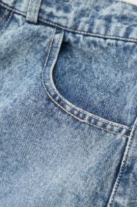 Flap Pocket Denim A-line Mini Skirt sold by Micas