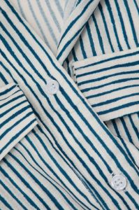 Linen-Blend Stripe Knot Hem Blouse sold by Micas