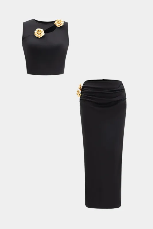 3D Floral Top And Skirt Set sold by Micas