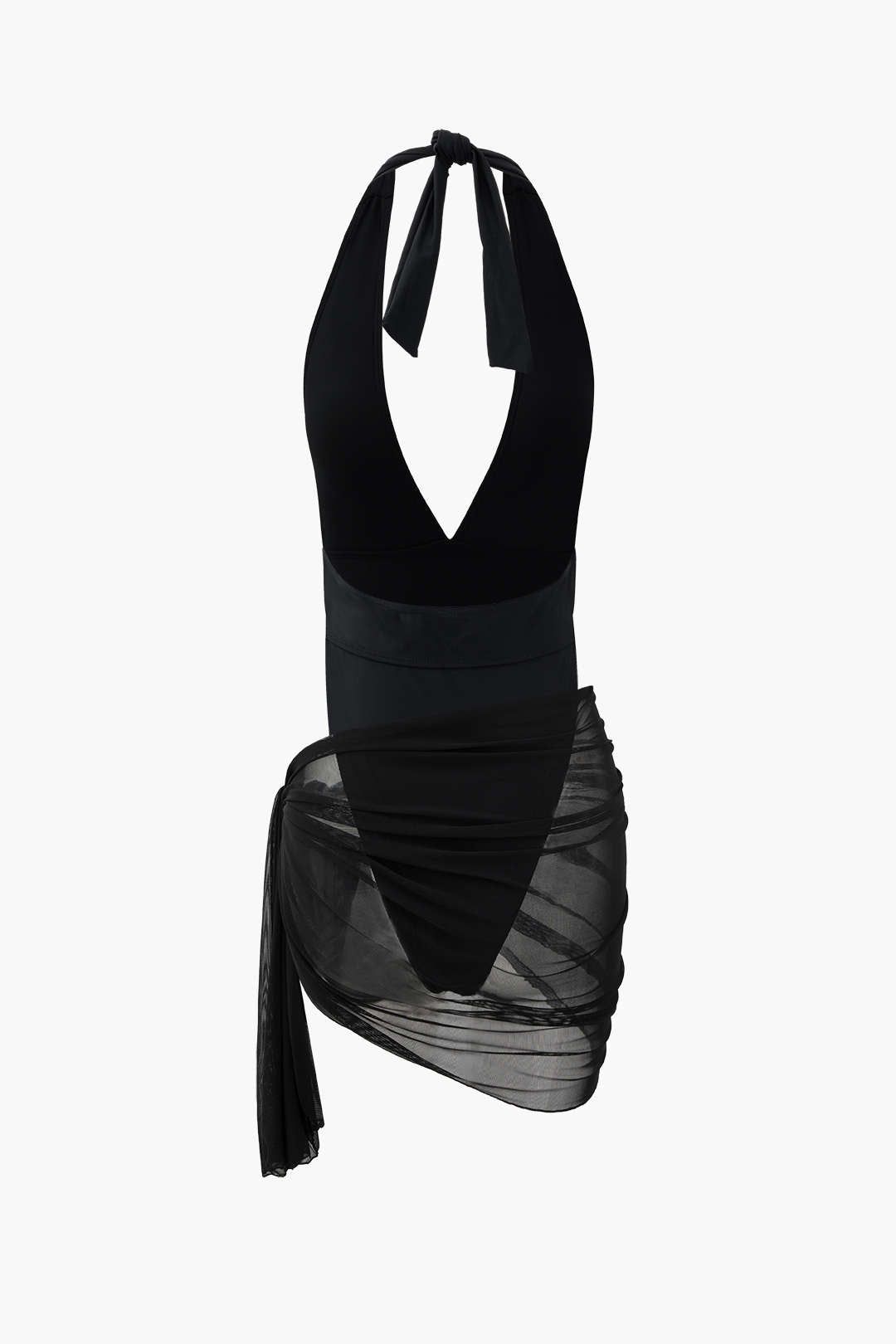 Halter Neck One-piece Swimsuit And Knot Sarong Set sold by Micas product image thumbnail 3