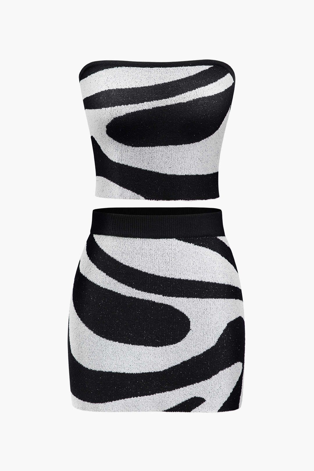 Swirl Knit Tube Top And Mini Skirt Set sold by Micas