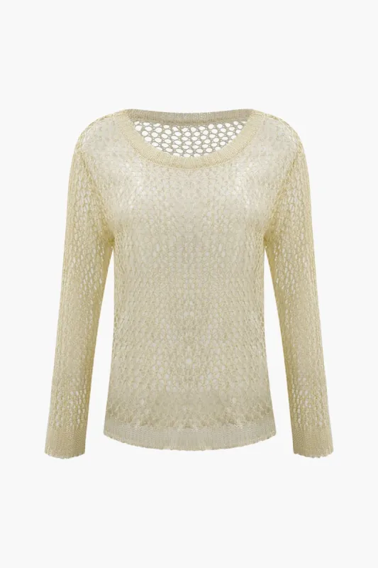 Crew Neck Crochet Knit Cover-Up Top sold by Micas