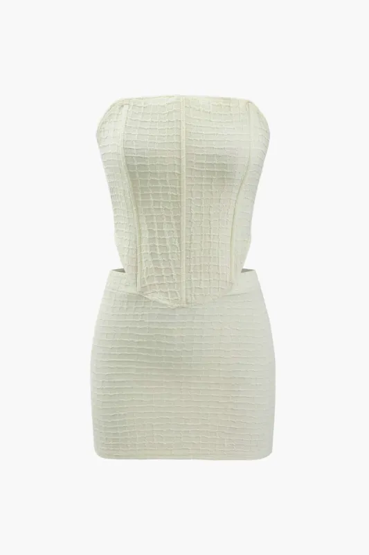 Textured Corset Top And Mini Skirt Set sold by Micas