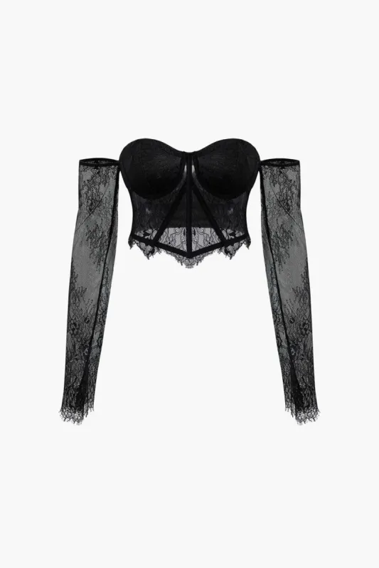 Off The Shoulder Lace Corset Top sold by Micas