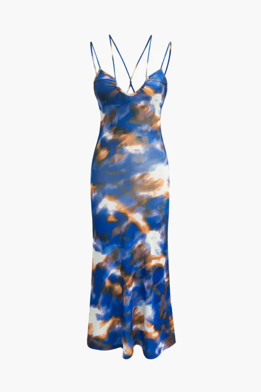 Tie Dye V-neck Strappy Midi Dress sold by Micas