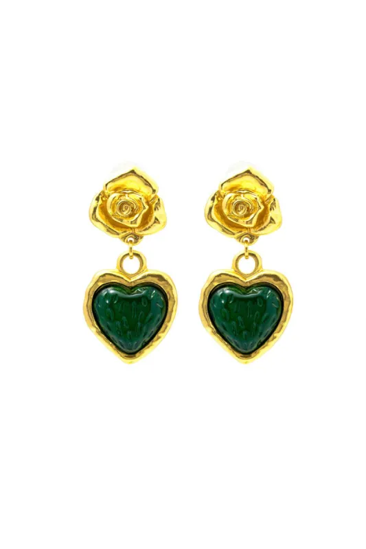 Flower & Heart Charm Earrings sold by Micas