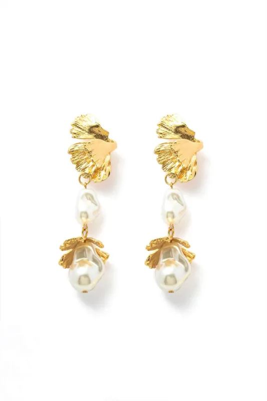 Flower & Pearl Drop Earrings sold by Micas