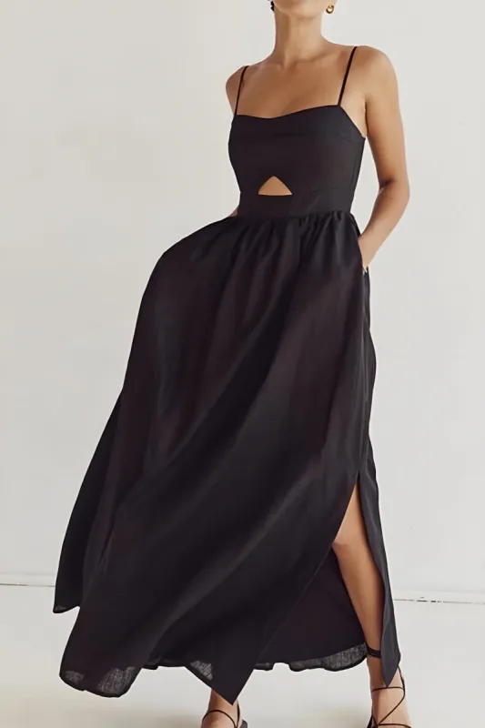 Solid Cut Out Slit Maxi Dress sold by Micas