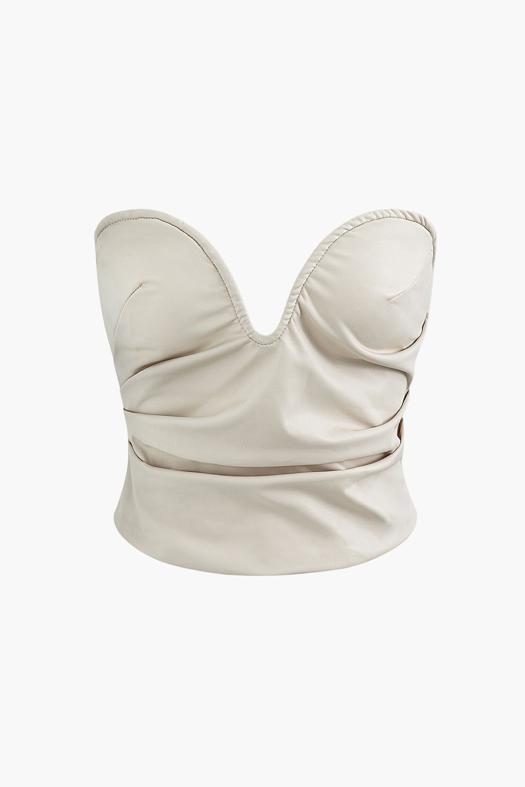 Faux Leather Ruched Corset Top sold by Micas