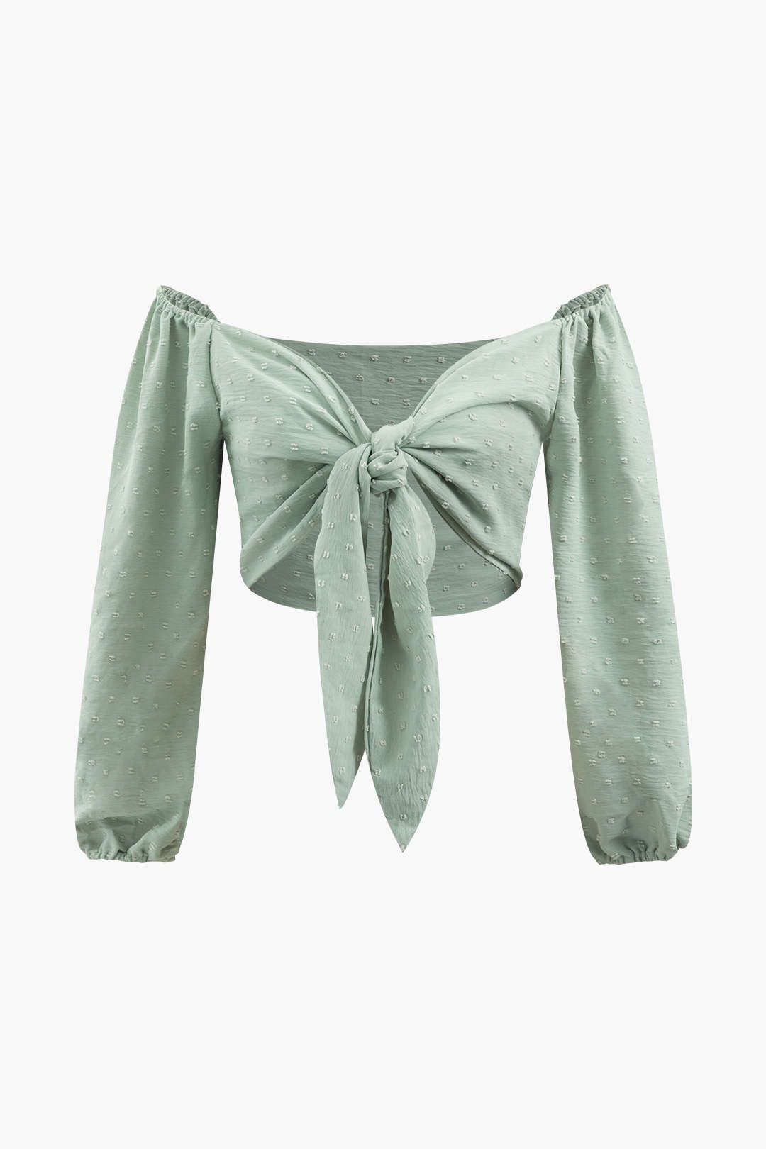 Dobby Knot Front Off-Shoulder Blouse And Pocket Shorts Set sold by Micas product image thumbnail 2