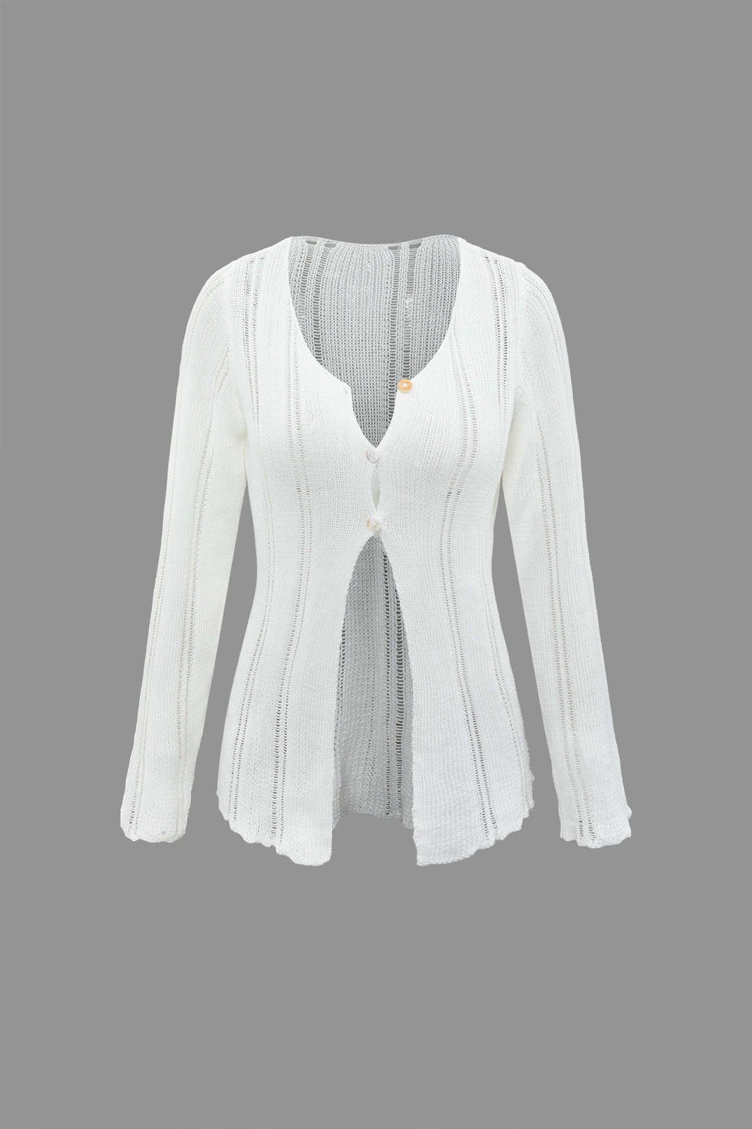 Open Knit Button Long Sleeve Top And Maxi Skirt Set sold by Micas product image thumbnail 3