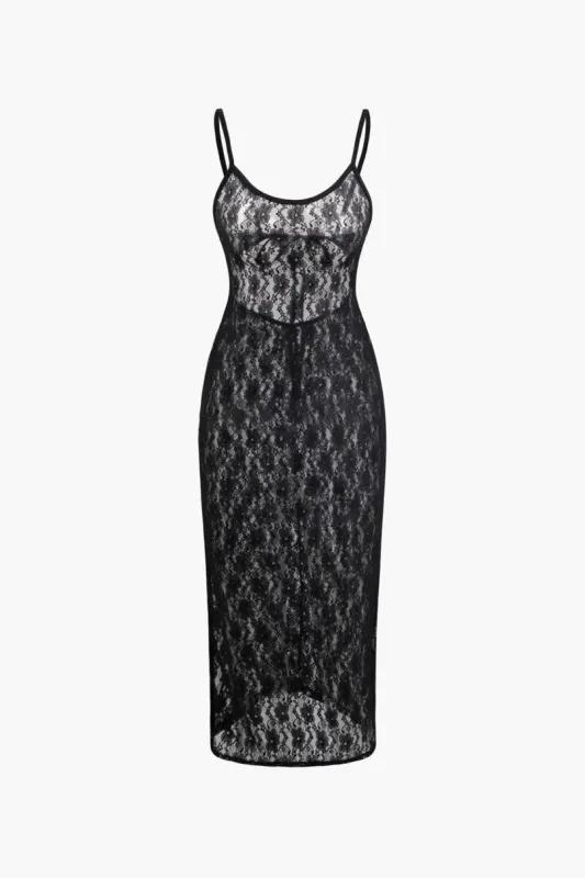 Floral Lace V-neck Cami Maxi Dress sold by Micas