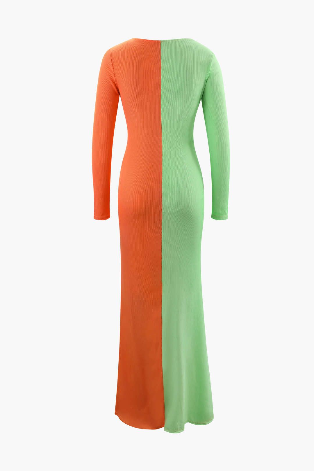 Contrast V-neck Knit Mermaid Maxi Dress sold by Micas product image thumbnail 2