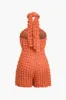 Solid Knot Cut Out Grid Texture Romper sold by Micas
