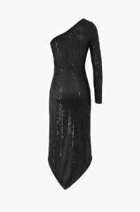 One Shoulder Sequin Wrap Midi Dress sold by Micas