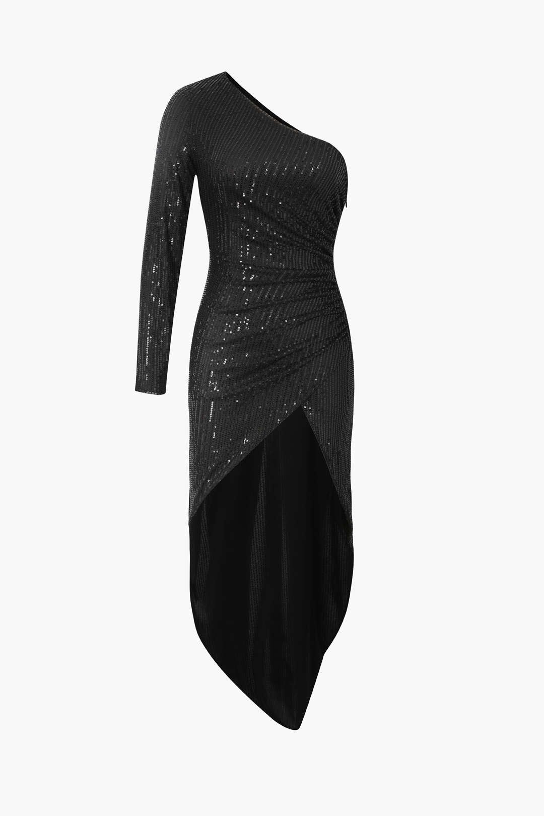 One Shoulder Sequin Wrap Midi Dress sold by Micas