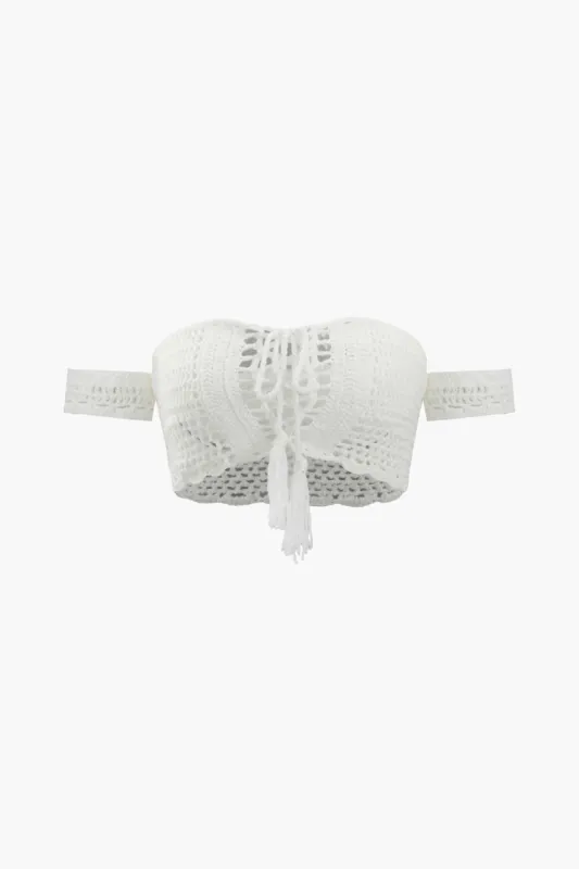 Tie Front Crochet Knit Tube Top sold by Micas