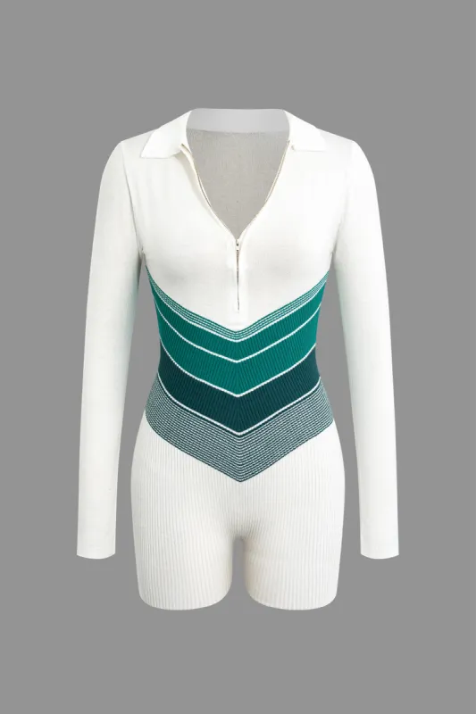 Colour Block Lynlås Langærmet Romper sold by Micas