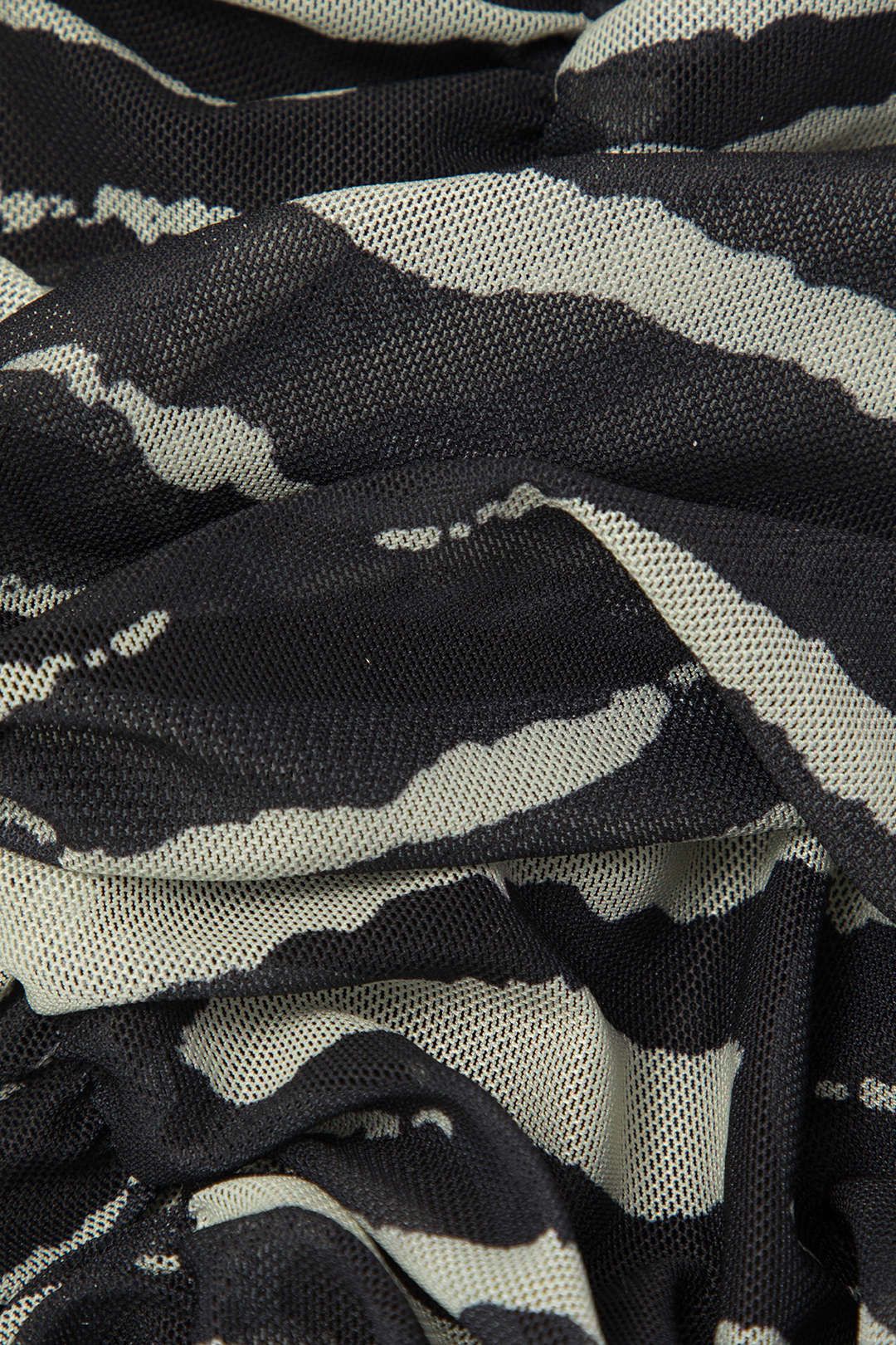 Zebra-stripe Mesh Ruched Mini Skirt sold by Micas product image thumbnail 3