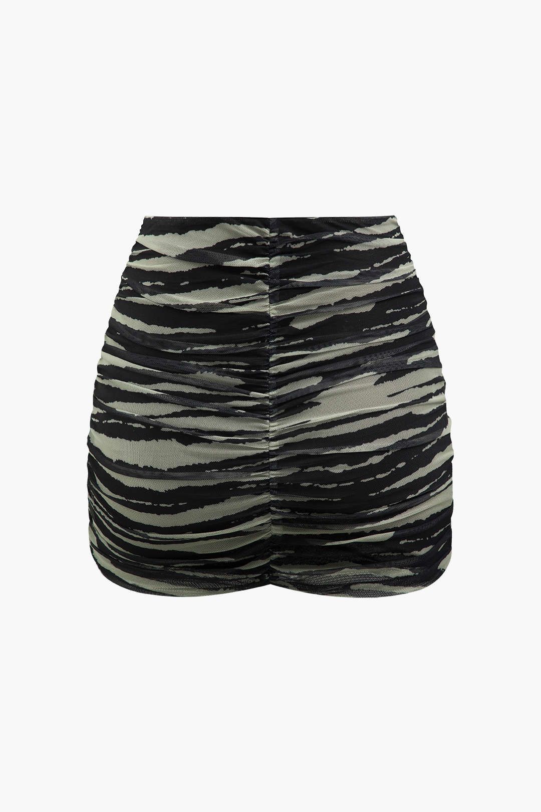 Zebra-stripe Mesh Ruched Mini Skirt sold by Micas product image thumbnail 2
