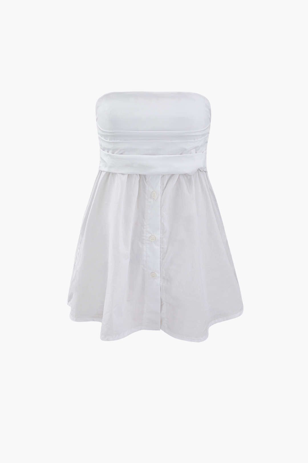 Ruched Peplum Hem Strapless Top sold by Micas