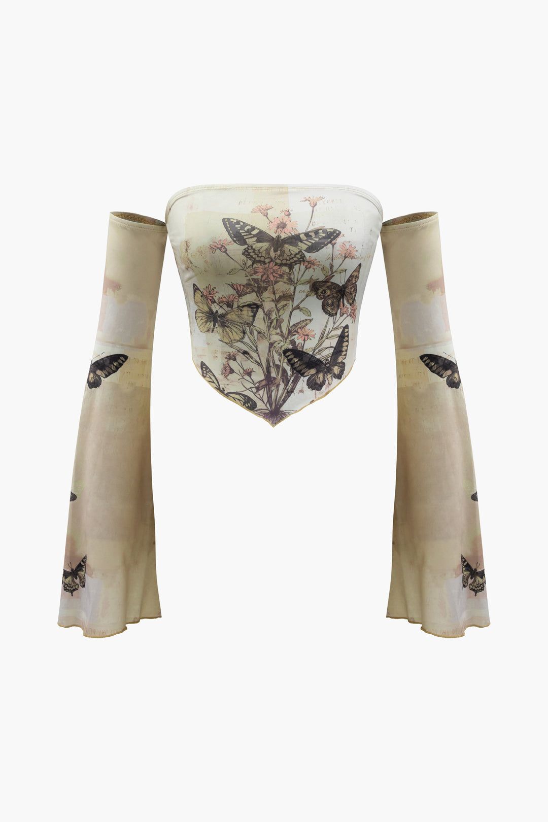 Butterfly Print Off The Shoulder Crop Top sold by Micas