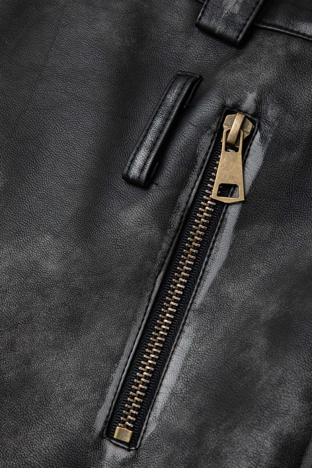 Faux Leather Distressed Zipper Pocket Mini Skirt sold by Micas product image thumbnail 3