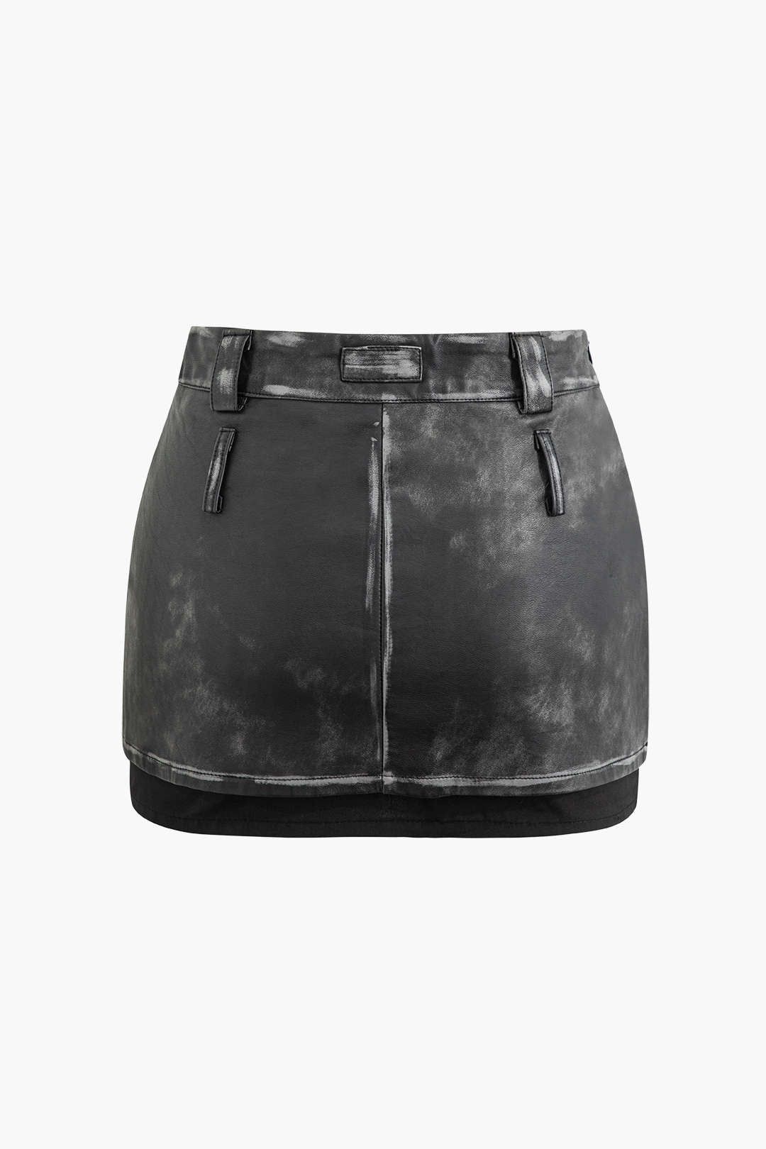 Faux Leather Distressed Zipper Pocket Mini Skirt sold by Micas product image thumbnail 2
