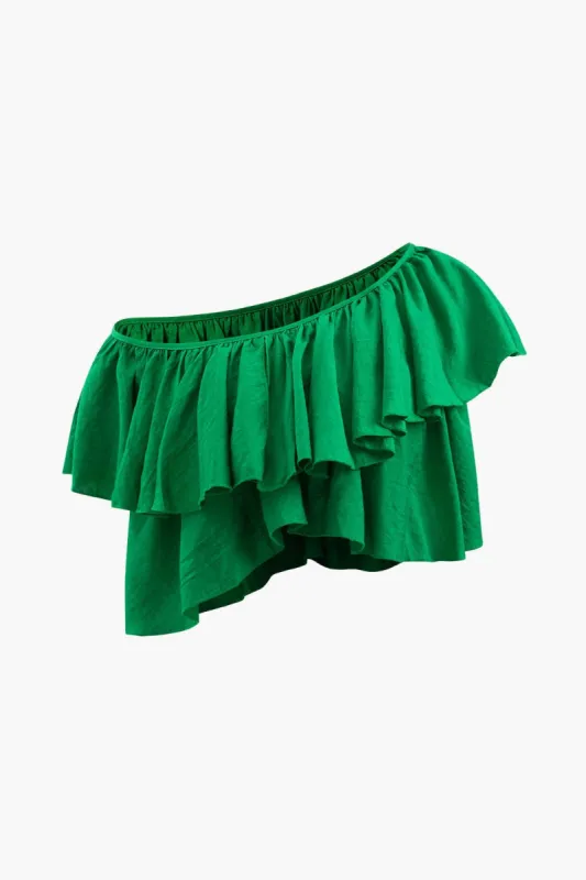 Asymmetric Ruffle Crop Top made by Micas