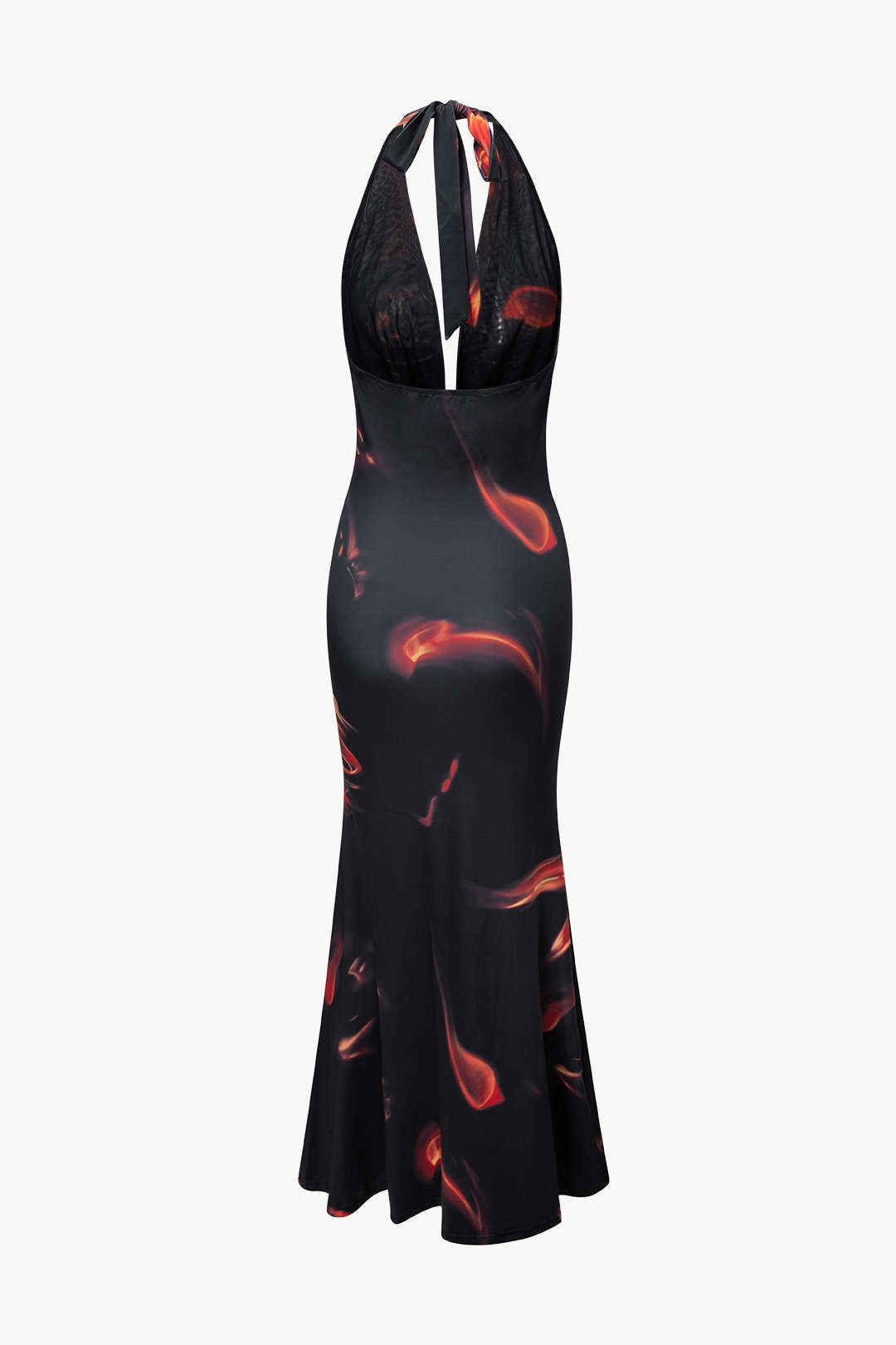 Fire Print Plunge Neckline Halter Maxi Dress sold by Micas product image thumbnail 2