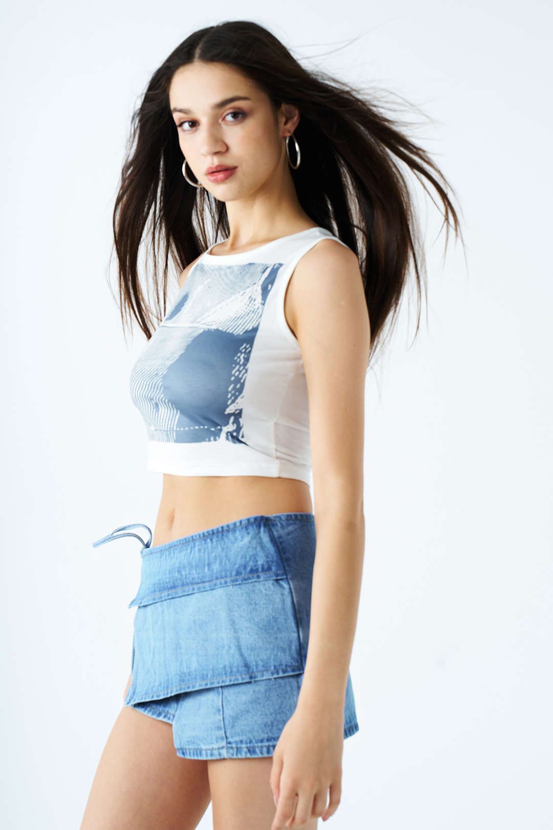 Asymmetric Wrap Denim Mini Skirt sold by Micas product image thumbnail 3
