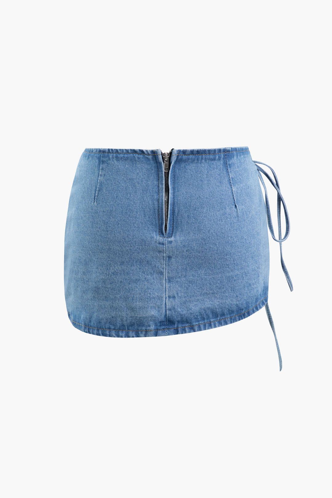 Asymmetric Wrap Denim Mini Skirt sold by Micas product image thumbnail 4