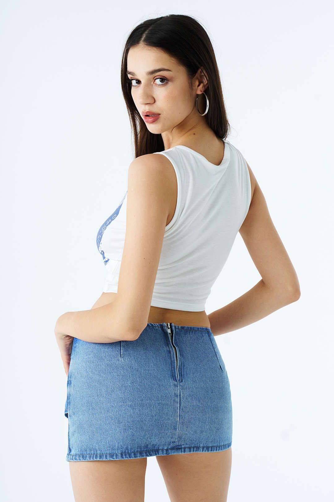 Asymmetric Wrap Denim Mini Skirt sold by Micas product image thumbnail 5